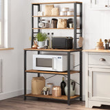 VASAGLE 6 Tier Storage Shelves with 6 Hooks Rustic Brown and Black - Side View