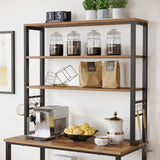VASAGLE 6 Tier Storage Shelves with 6 Hooks Rustic Brown and Black - 45-Degree Angle