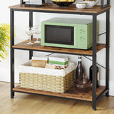 VASAGLE 6 Tier Storage Shelves with 6 Hooks Rustic Brown and Black - Rear View