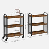 VASAGLE Utility Cart Rustic Brown - Front View