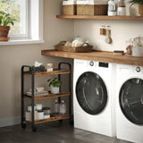 VASAGLE Utility Cart Rustic Brown - Rear View