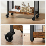 VASAGLE Utility Cart Rustic Brown - Close-Up Angle