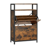 VASAGLE Shoe Cabinet with 2 Compartments Hallway for 8-12 Pairs of Shoes - Front View