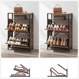 VASAGLE Shoe Cabinet with 2 Compartments Hallway for 8-12 Pairs of Shoes - Side View