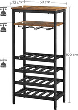 VASAGLE Wine Rack Rustic Brown and Black - Rear View