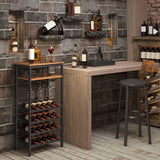 VASAGLE Wine Rack Rustic Brown and Black - Close-Up Angle