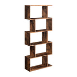 VASAGLE 5-Tier Bookshelf Display Shelf and Room Divider Freestanding Decorative Storage Shelving Rustic Brown - Front View