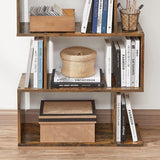 VASAGLE 5-Tier Bookshelf Display Shelf and Room Divider Freestanding Decorative Storage Shelving Rustic Brown - Close-Up Angle