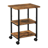 VASAGLE Adjustable 3-Tier Printer Cart with Rolling Wheels in Rustic Brown and Black