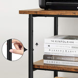 VASAGLE Adjustable 3-Tier Printer Cart with Rolling Wheels in Rustic Brown and Black - Top-Down View