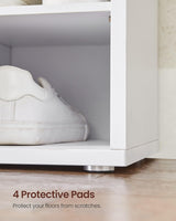 VASAGLE Storage Shoe Bench 15 Compartments with Cushion White and Grey - Close-Up Angle