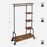 VASAGLE Clothes Rack Rustic Brown - Close-Up Angle