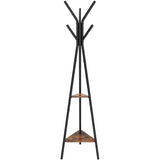 VASAGLE Rustic Industrial Coat Rack with Storage Bench in Black
