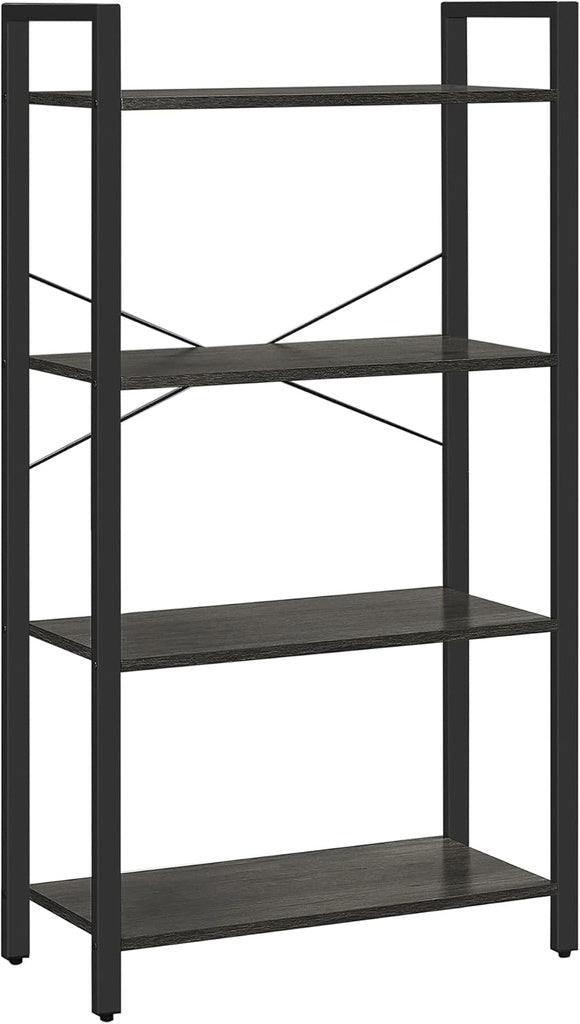 Industrial 4-Tier Charcoal Grey and Black Bookshelf by VASAGLE