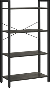 Industrial 4-Tier Charcoal Grey and Black Bookshelf by VASAGLE