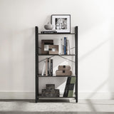 Industrial 4-Tier Charcoal Grey and Black Bookshelf by VASAGLE - Front View