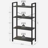 Industrial 4-Tier Charcoal Grey and Black Bookshelf by VASAGLE - Side View