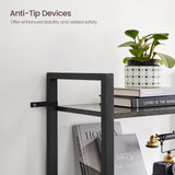 Industrial 4-Tier Charcoal Grey and Black Bookshelf by VASAGLE - Rear View