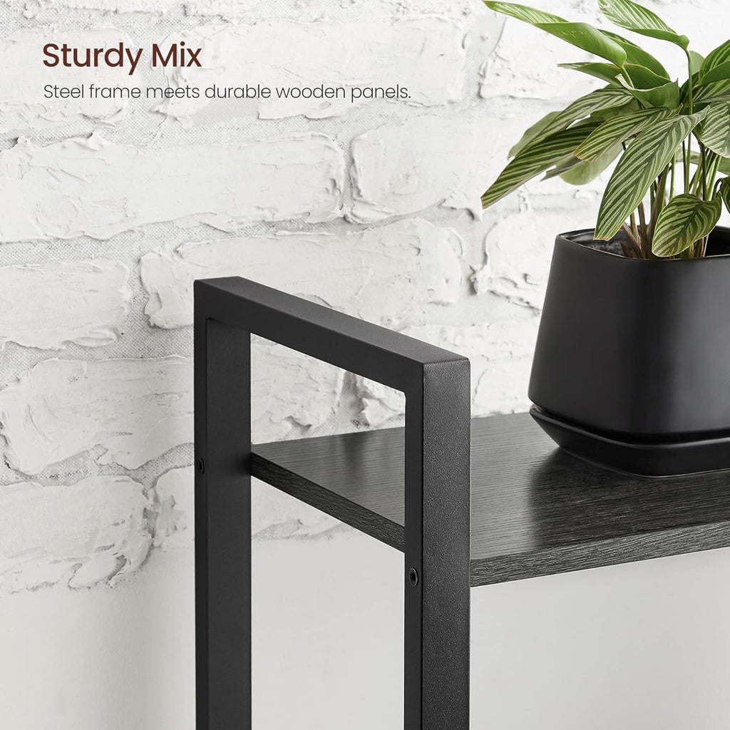 Industrial 4-Tier Charcoal Grey and Black Bookshelf by VASAGLE