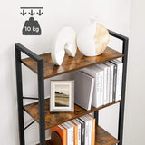 VASAGLE 6-Tier Bookcase Storage Shelf Industrial Design Vintage Brown Black - Close-Up Angle