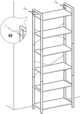 VASAGLE 6-Tier Bookcase Storage Shelf Industrial Design Vintage Brown Black - Extra Image