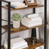 VASAGLE 4-Tier Bookshelf Storage Rack with Steel Frame for Living Room Office Study Hallway Industrial Style Rustic Brown and Black - 45-Degree Angle