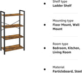 VASAGLE 4-Tier Bookshelf Storage Rack with Steel Frame for Living Room Office Study Hallway Industrial Style Rustic Brown and Black - Extra Image