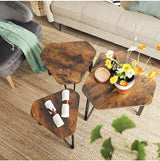 VASAGLE Nesting Coffee Table Set of 3 Rustic Brown and Black - Front View