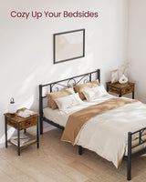 Rustic Industrial Nightstand with Drawer and Shelf in Brown and Black - Top-Down View