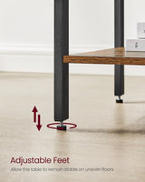 Rustic Industrial Nightstand with Drawer and Shelf in Brown and Black - Low Angle