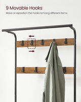VASAGLE Coat Rack with Shoe Rack 183 cm Height Walnut Brown and Black - Top-Down View