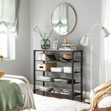 VASAGLE INDESTIC Shoe Rack Organizer with 4 Mesh Shelves Industrial Greige and Black - Top-Down View