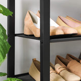 VASAGLE INDESTIC Shoe Rack Organizer with 4 Mesh Shelves Industrial Greige and Black - Close-Up Angle