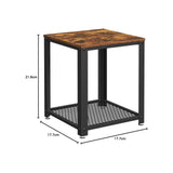 VASAGLE Side Table with Mesh Shelf Rustic Brown and Black - Extra Image