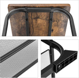 VASAGLE Shoe Bench with 2 Mesh Shelves Rounded Iron Frame Industrial Rustic Brown - 45-Degree Angle