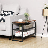 VASAGLE Shoe Bench with 2 Mesh Shelves Rounded Iron Frame Industrial Rustic Brown - Rear View