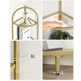 VASAGLE 5 Tier Corner Ladder Bookshelf Tempered Glass Modern Style Golden Color - 45-Degree Angle