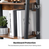 VASAGLE Ladder Shelf 4-Tier Home Office Bookshelf Metal Frame Industrial Rustic Brown and Black - Side View