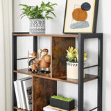 VASAGLE Bookshelf Rustic Brown and Black - Front View