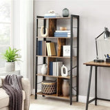 VASAGLE Bookshelf Rustic Brown and Black - Rear View