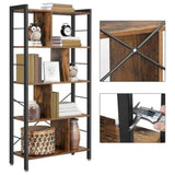 VASAGLE Bookshelf Rustic Brown and Black - Close-Up Angle