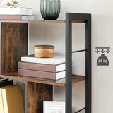 VASAGLE Bookshelf Rustic Brown and Black - Low Angle
