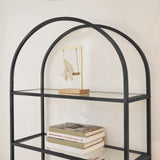 VASAGLE Bookshelf 5 Tier Tempered Glass with Metal Frame Black - Top-Down View
