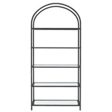 VASAGLE Bookshelf 5 Tier Tempered Glass with Metal Frame Black - Rear View