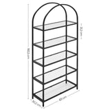 VASAGLE Bookshelf 5 Tier Tempered Glass with Metal Frame Black - Low Angle