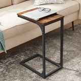 VASAGLE Slim End Table with Metal Frame Industrial Rustic Brown and Black - Rear View