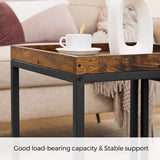 VASAGLE Set of 2 Coffee Tables with Raised Edges Nesting Tables Industrial Rustic Brown and Black - Top-Down View