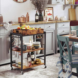 VASAGLE Utility Cart Rustic Brown - Side View