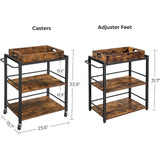 VASAGLE Utility Cart Rustic Brown - 45-Degree Angle