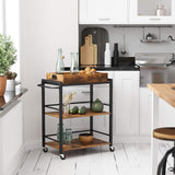 VASAGLE Utility Cart Rustic Brown - Rear View